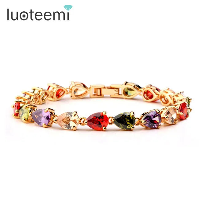 LUOTEEMI Charm Jewelry Rainbow Colorful Designer 2026 Bangle Woman Wholesale Fashion Crystal Luxury Bracelet Femme