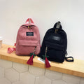 Wholesaler Production Adult New Trend Solid Color Corduroy Japanese Backpack Randoseru