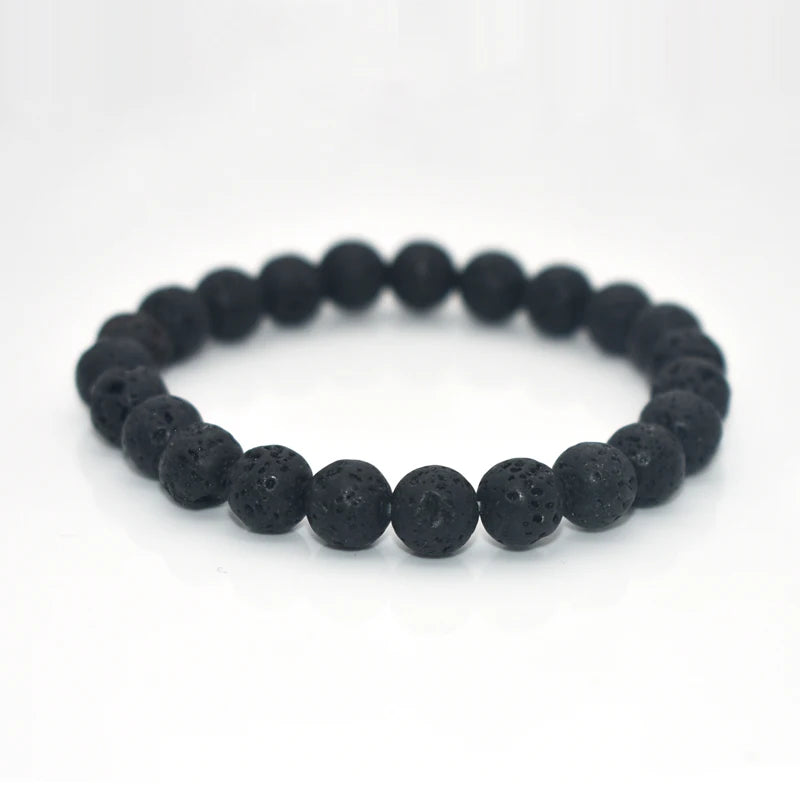 Women Popular Simple Jewelry 8mm Multicolor Lava Stone Elastic Bracelet Stretch Natural Stone Energy Bracelet Perfume Bead