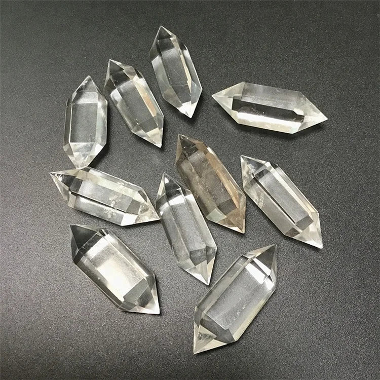 AAA+Natural Rock White Clear Quartz Crystal Double Terminated Wand Points for Healing Stone