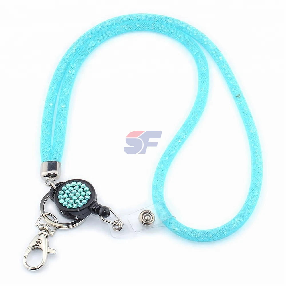 Fashion Mesh Crystal Lanyards with Pvc Card Holder