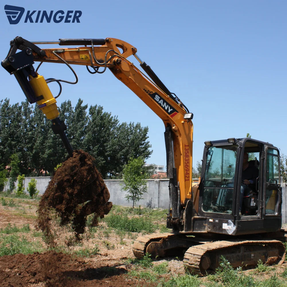 KINGER Mini Tractors Digging Machine Hydraulic Excavator Attachment Earth Auger Drill Digger Auger