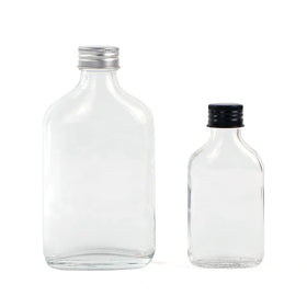Cold Brew Coffee Flat Square Shape Bottle 200ml Glass Bottle with Screw Aluminum Cap