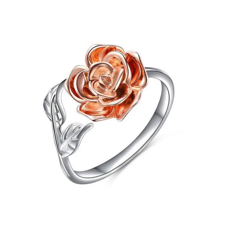 New Style Rose Flower Copper Ring for Women  Jewelry Adjustable Wrap Open Ring