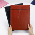 Large Capacity A4 File Storage Bag with Custom Logo Waterproof PU Leather Bidding Book Thickener Customized for Document Usage