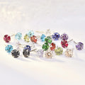 CEZ01 Korean Cute Summer Fine Jewelry Fashion Birthstone 925 Sterling Silver Round Cut CZ Diamond Studs Earring for Women Gift