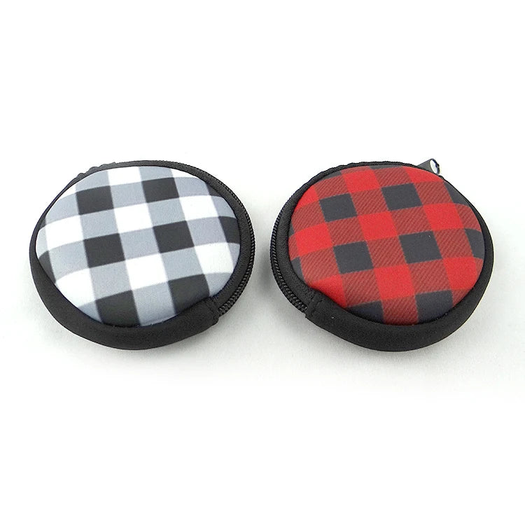 Blank White for Sublimation Waterproof Round Coin Purse Coin Holder Portable Neoprene Micro USB Cable Holder Storage Bag