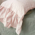 Solid Pattern Linen Pillowcase with Fish Ruffle Woven Technique Plain Envelope Style for Home & Hotel Use Features Leaves Design
