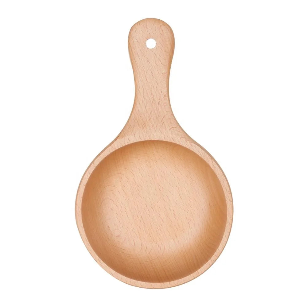 Natural Beech Wooden Large Japanese Style Salad Bowl  Korean Kimchi Soup Bowl with Handle