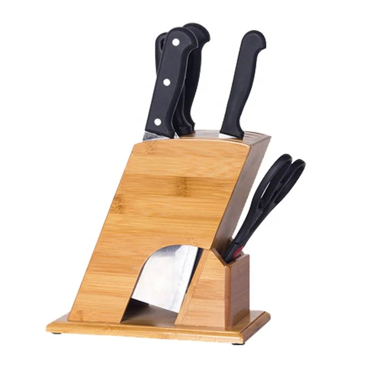 Wholesale Factory Supply Eco-Friendly Multifunctional Bamboo Kitchen Storage Rack Knife Blocks Holder