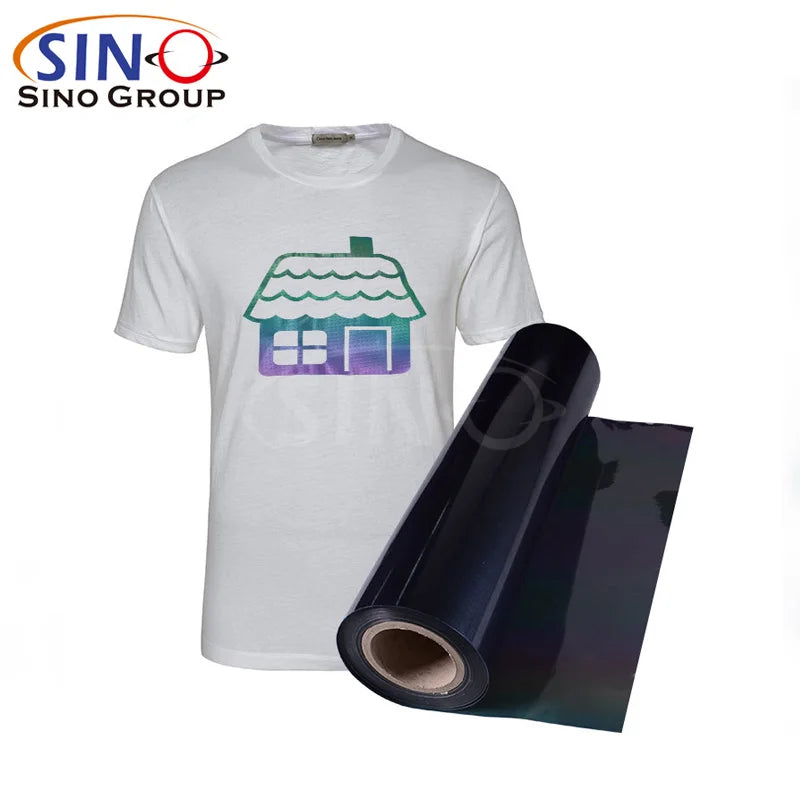 T-shirt Clothing Textiles Cotton Fabric Rainbow Flash Colorful HTV PVC PU Hologram Reflective Cut Sheets Heat Transfer Vinyl