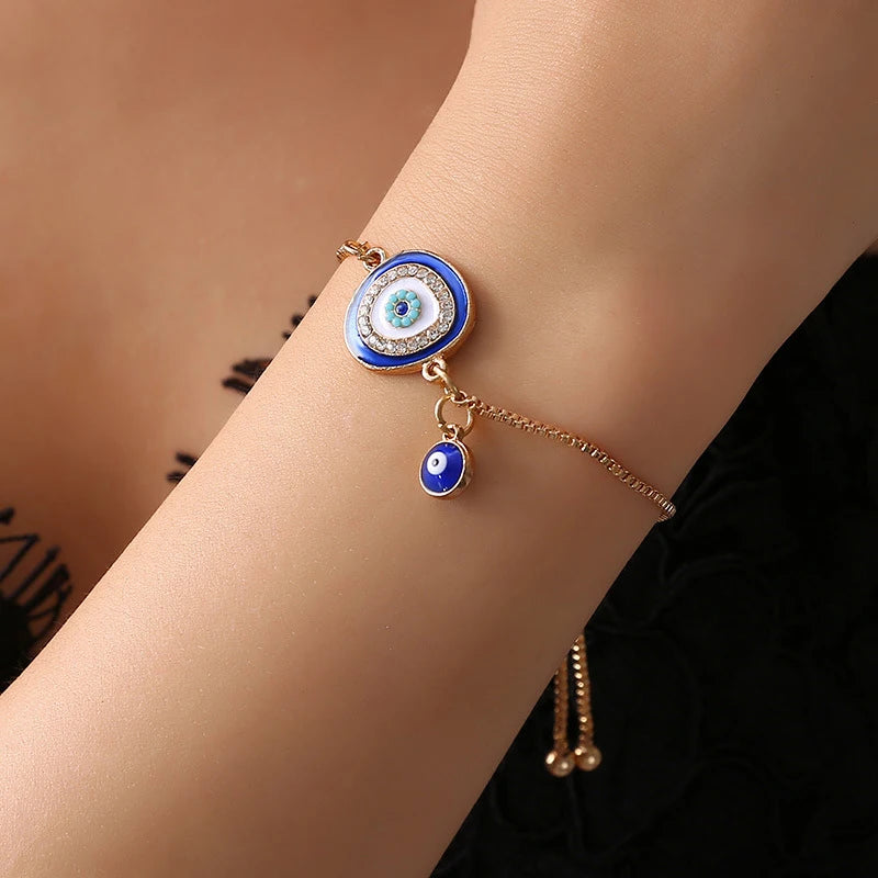 Fashion Elegant Women Good Luck Charm Blue Evil Eye Bracelet Turkey Handmade Adjustable Bracelet (KB8198)