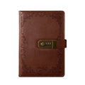 A5 Vintage PU Leather Hardcover Lock Diary Notebook 3D Password Design with Coded Lock Notebook