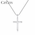 CZCITY New Arrival Fashion Simple Cross Pendant Necklace With Fine Sterling Silver 925 Jewelry for Women Men Party Gift