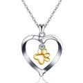 S925 Sterling Silver Dog Paw Bone Heart Baby Pet Pendant Charms Necklace for Women