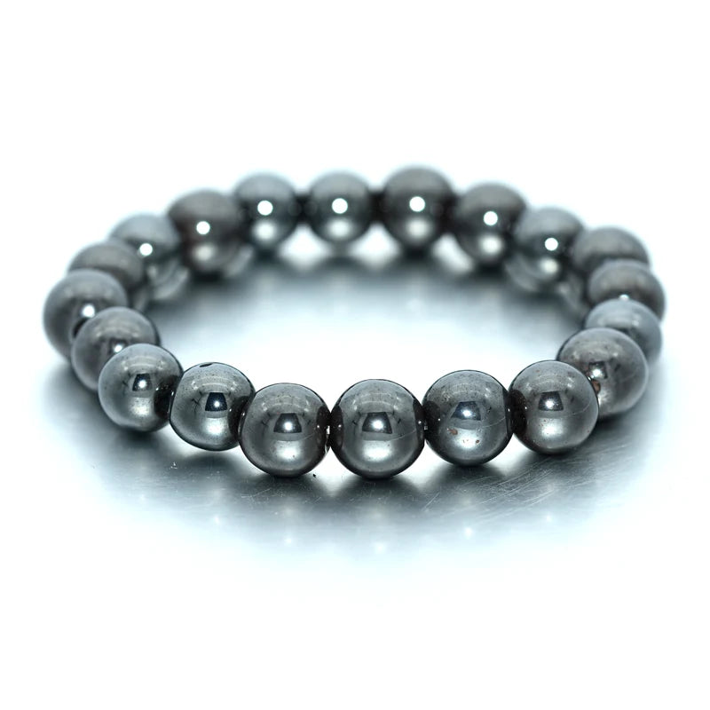 Factory Wholesale Natural Stone Bracelet in 4/6/8/10/12/14/16mm Sizes Hematite Religious Style Bangles for Women Men Weddings