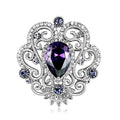 Hot Sale Vintage-Silver Plated Purple Rhinestone Crystal Flower Brooch for Wedding Gift Party or Engagement/Accept Customization