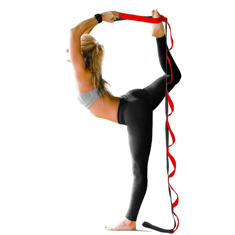 Nylon Cotton Yoga Stretch Strap with 10 Loops Adjustable Exercise Band for Stretching  Physical Therapy