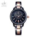 Shengke Luxury Ladies Quartz Wrist Watches Women Bracelet Stainless Steel Watch Black Rose Gold Female Relojes Mujer K0075L