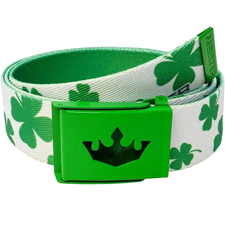 Custom Fashion Designer Print Logo Pattern Mens Printed Canvas Web Belt With Hallow Buckle