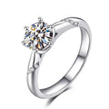 GR03 Elegant 925 Sterling Silver Classic Charming Six Claw Zircon Diamond 1ct Moissanite Promise Rings for Women Gifts Jewelry