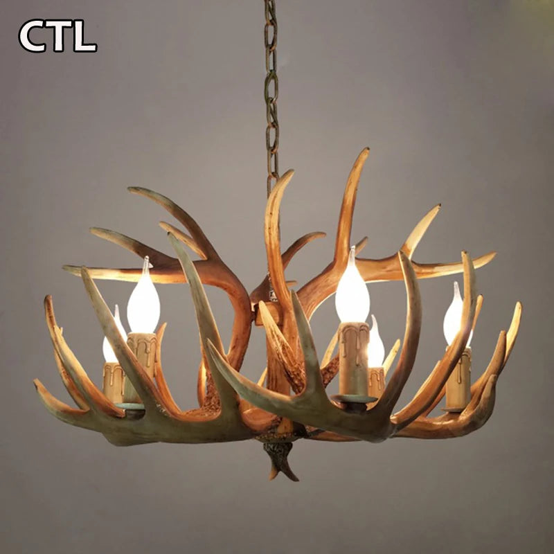 Indoor Deer Horn Shape Pendant Light Industrial Vintage Loft Retro Traditional Antler Chandelier for Kitchen Bars