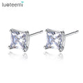 LUOTEEMI Jewelry Tiny Delighted Small 5mm 0.63ct Princess-cut Zirconia Women Stud Earrings
