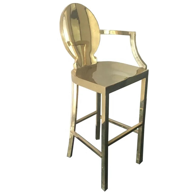 Modern Gold Ghost Chair Luxury Stainless Steel Bar Stool with 3-Year Warranty for Home Office Dining Living Room & Hotel Use