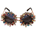 Fashion  sunglasses Vintage Round Sunglasses Bling Bling Shade Flower Rhinestone Luxury Sunglasses Women