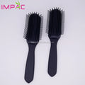 Top Grade Soft Touch Rubber Coating Nine Rows Black Plastic Hair Brush Men