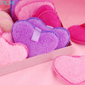 Private Label Microfiber Facial Cleaning  Cotton Pads Heart Shape Reusable Washable Makeup Remover Knit