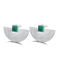 Lotus Fun Handmade 925 Sterling Silver 18k Gold Plated Custom Luxury and Simple Gem Stone Stud Earring Fine Jewelry for Women