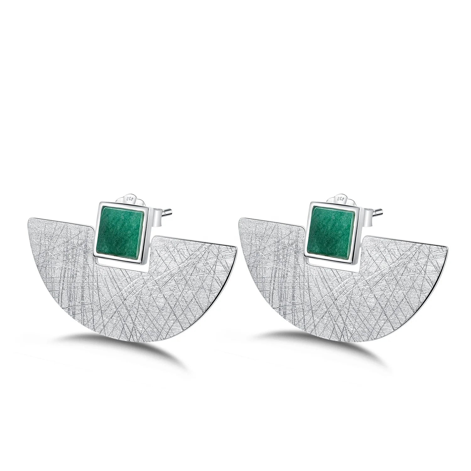 Lotus Fun Handmade 925 Sterling Silver 18k Gold Plated Custom Luxury and Simple Gem Stone Stud Earring Fine Jewelry for Women