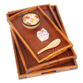 Wholesale Classical Handmade Hotel 50cm Wood  Larger Serving Tray With Handle