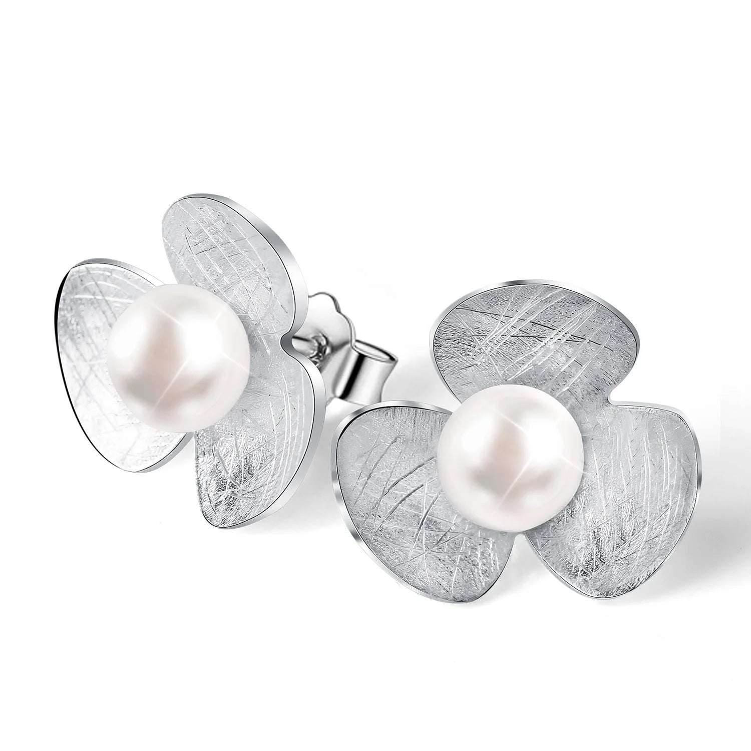 Lotus Fun Fashion Silver Clover Flower Natural Jewelry With Pearl