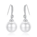 LUOTEEMI Refinement Treasure Superior Hook Imitation Pearl Drop Earrings Opal Round Copper Cubic Zirconia for Women Anniversary