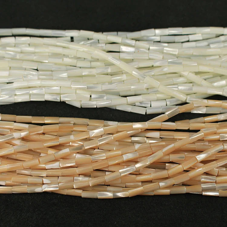 SP4046 White Mother of Pearl Tube BeadsMOP Shell Column Cylinder Beads