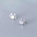 Pure 925 Sterling Silver Mini Cubic Zircon Crab Shaped Stud Earrings for Christmas Gifts Jewelry