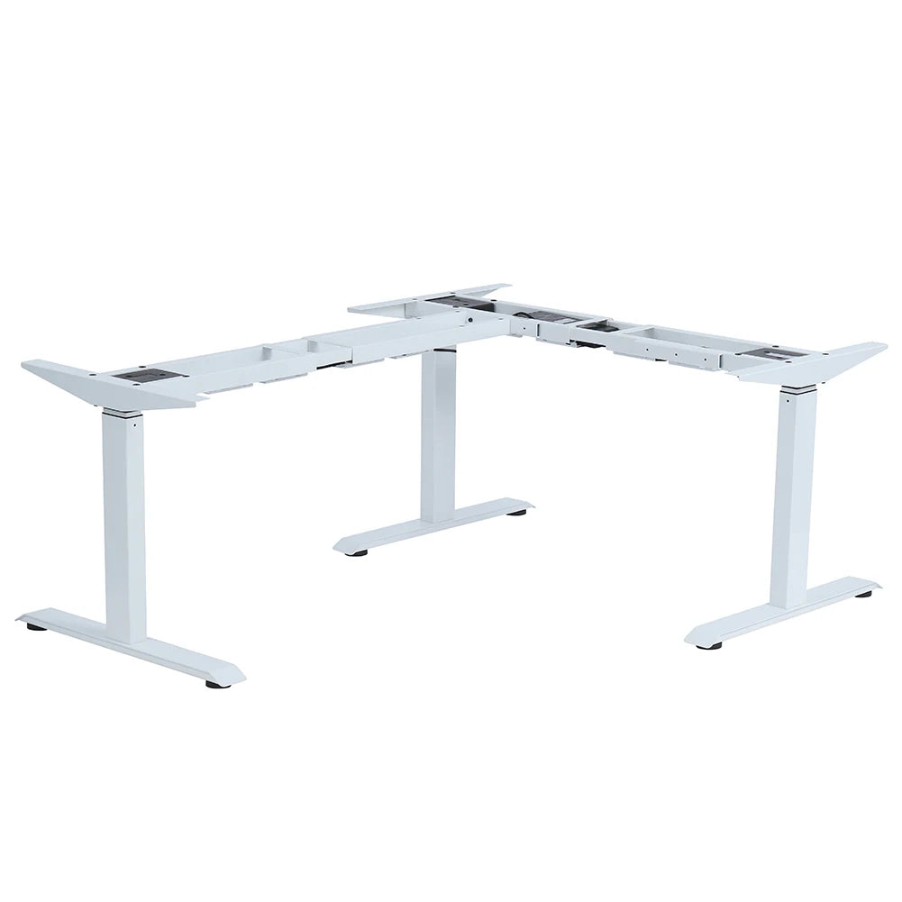 Adair L-shaped Electric Height Adjustable Three Legs Standing Computer Desks Laptop Stand Table With 90 Angle