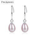 PAG&MAG 925 Sterling Silver Hook Ladies Earrings Natural Freshwater Pearl Fashion Drop Earrings