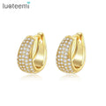 LUOTEEMI Charm Gold Plated Huugie Earrings for Women a AA Cubic Zirconia Huggie Girls  Ear Rings