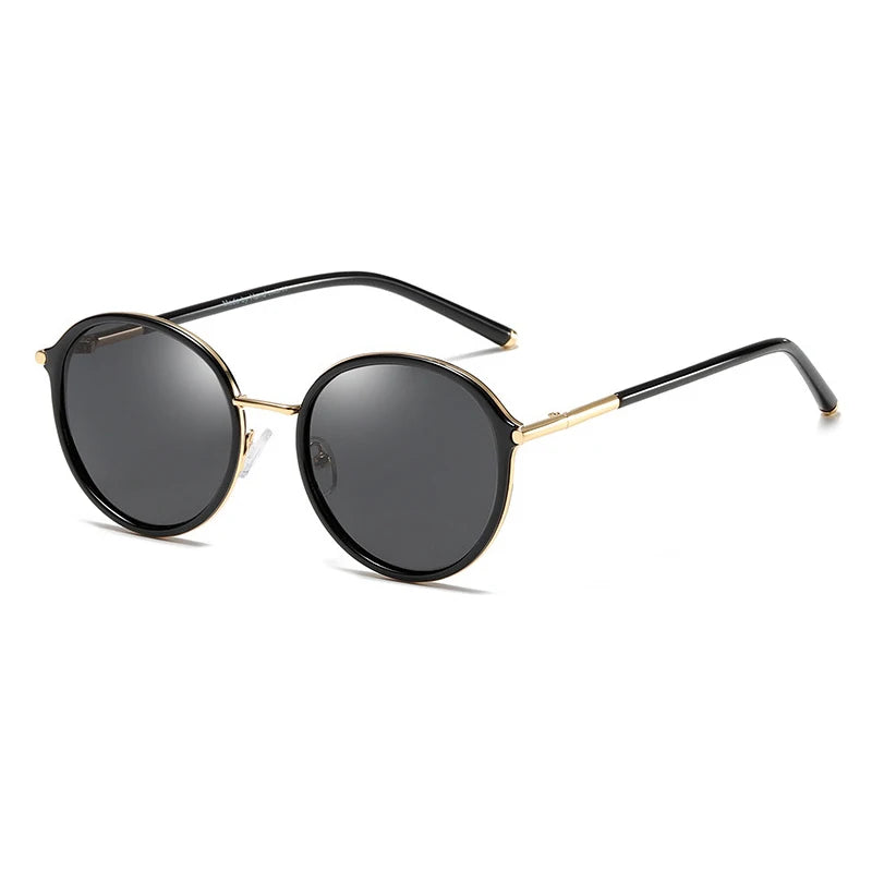 OEM Metal Shades TAC Eyewear for Women New round Frame Pink and Beige Polarized Sunglasses