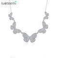 LUOTEEMI CZ Butterfly Necklace Chain Tone Tiny Statement Women Collares Bijoux Diamond Butterfly Necklace