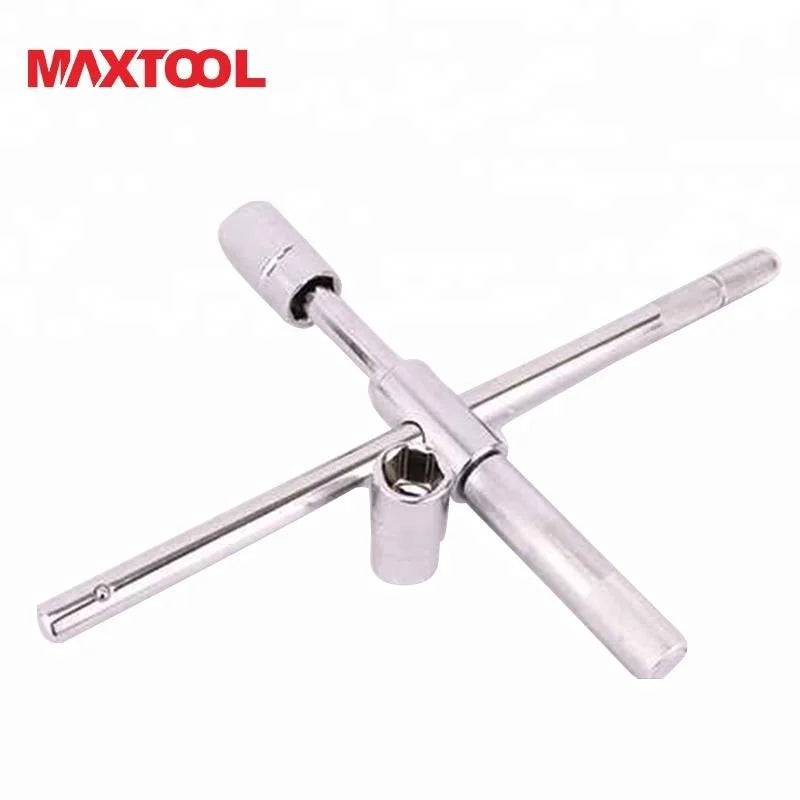 China Suppliers' Portable Foldable Carbon Steel Metric Double End Wheel Nut Wrench Universal Cross Rim OEM Customizable
