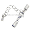 Stainless Steel End Cap With Extended Chain Lobster Clasp for Leather Cord Bracelet