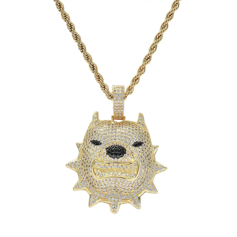 CN087 New Pendant Brass Micro Pave with CZ Stones Necklace Gold Color Jewelry HIP HOP