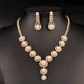 New Wholesale Dubai Gold Luxury Bridal Rhinestone Pearl Jewelry Set