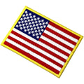 American Flag Embroidered Patch Gold Border USA Iron on Sew on Emblem