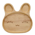 Cute Creative Natural Rubber Wood Handcrafted Cartoon Style Rabbit Shaped Dessert Plate for Kids Picnic Use
