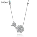 LUOTEEMI Personalized Alloy Jewelry Fashion Cubic Zirconia Micro Paved Christmas Women Gift Artificial Rose Flower Necklace
